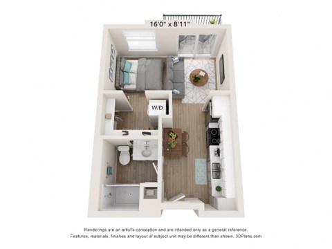 Floor plan for studio, 1 bath, 467 sqft
